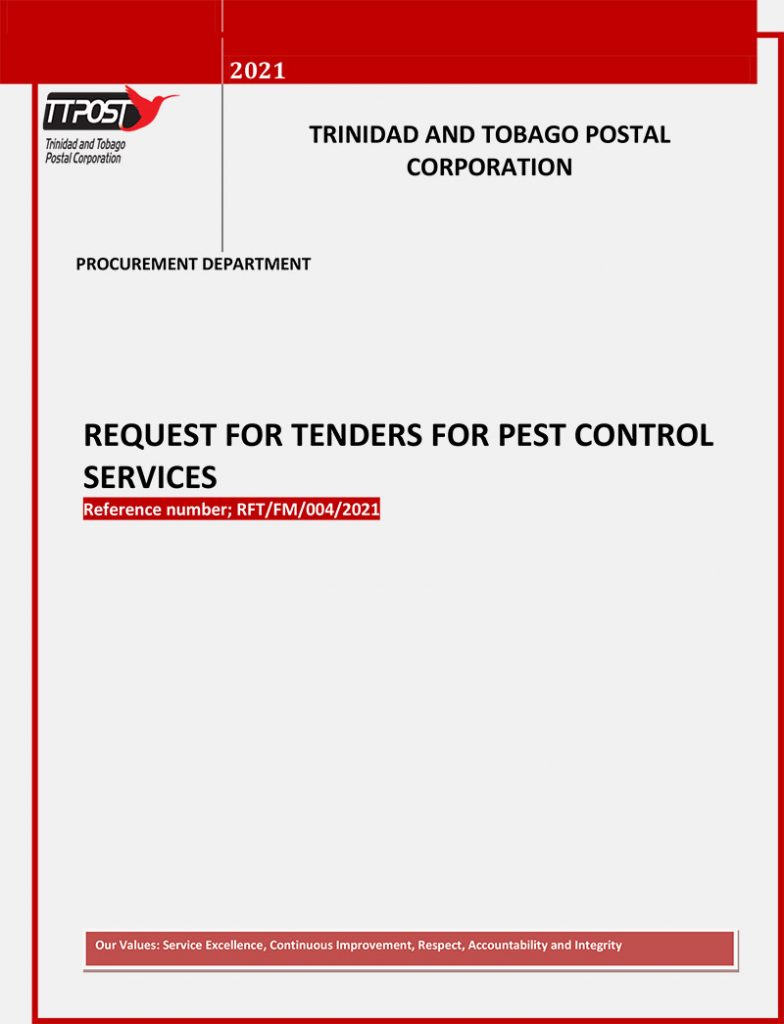 Request for Tenders for Pest Control Services TTPOST